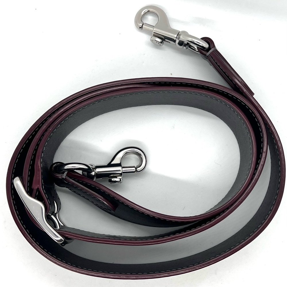 Coach Two-Tone Leather Shoulder Strap in Black and Burgundy